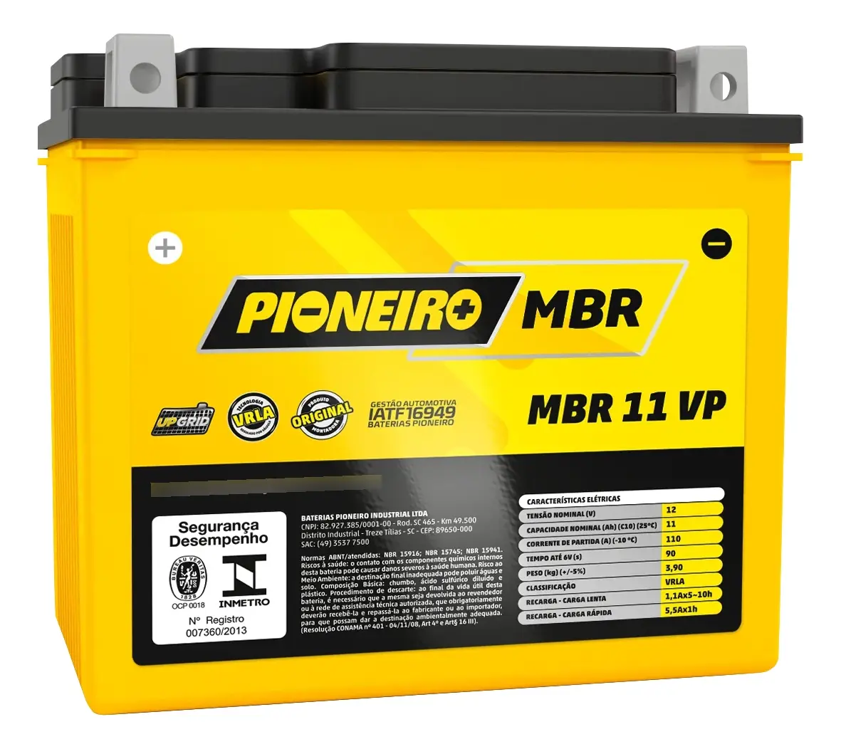 Pioneiro BTX11-BS Bateria para Moto 12 V 11 Ah 110 A CCA — foto 1