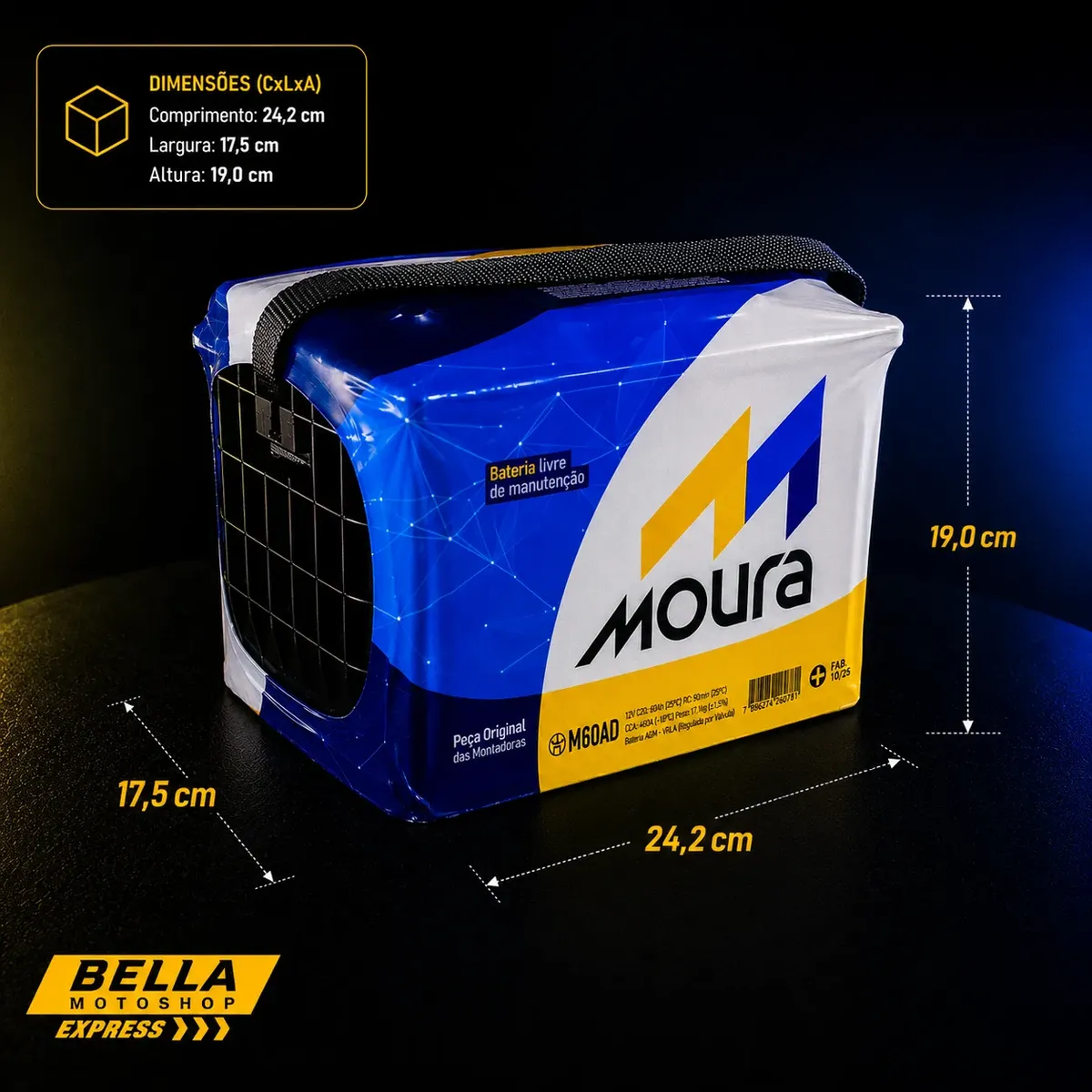 Moura M60AD Bateria Automotiva 60 Ah — foto 3