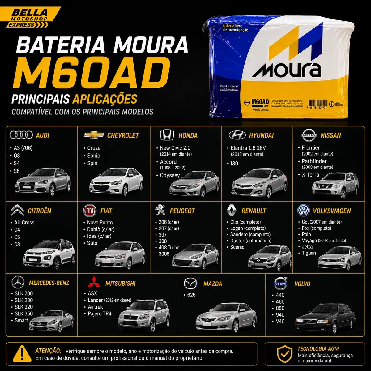Moura M60AD Bateria Automotiva 60 Ah — foto 4