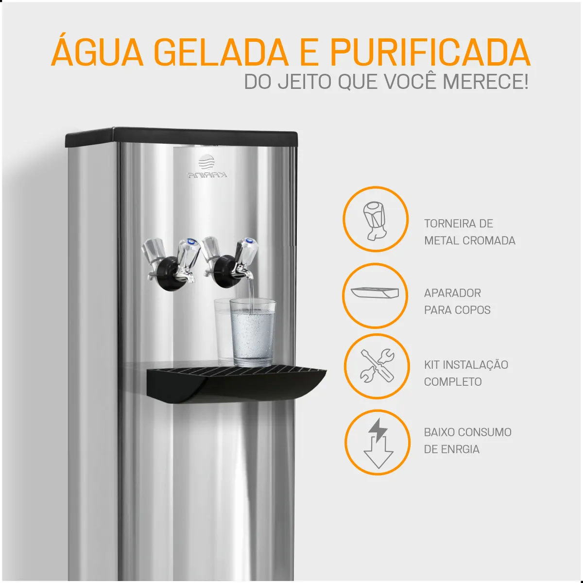 Karina Bebedouro Industrial de Coluna 20 L com 2 Torneiras — foto 2