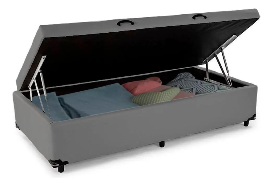 Cama Box Baú Solteiro Sintético Sereneprime Cinza 88x188x44 — foto 3