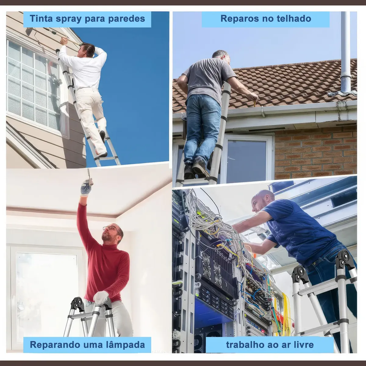 Escada Telescópica Dobrável de Aço Inoxidável 4,2 m 150 kg — foto 4