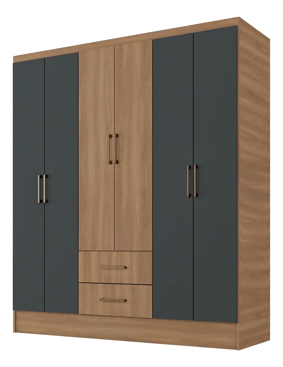 Guarda Roupa 6 Portas 2 Gavetas 9 Prateleiras E Cabideiro — foto 1