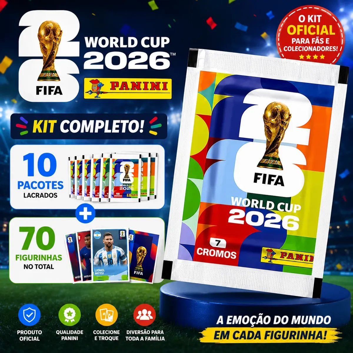 Kit 10 Envelopes de Figurinhas Oficiais Copa do Mundo 2026 — foto 3