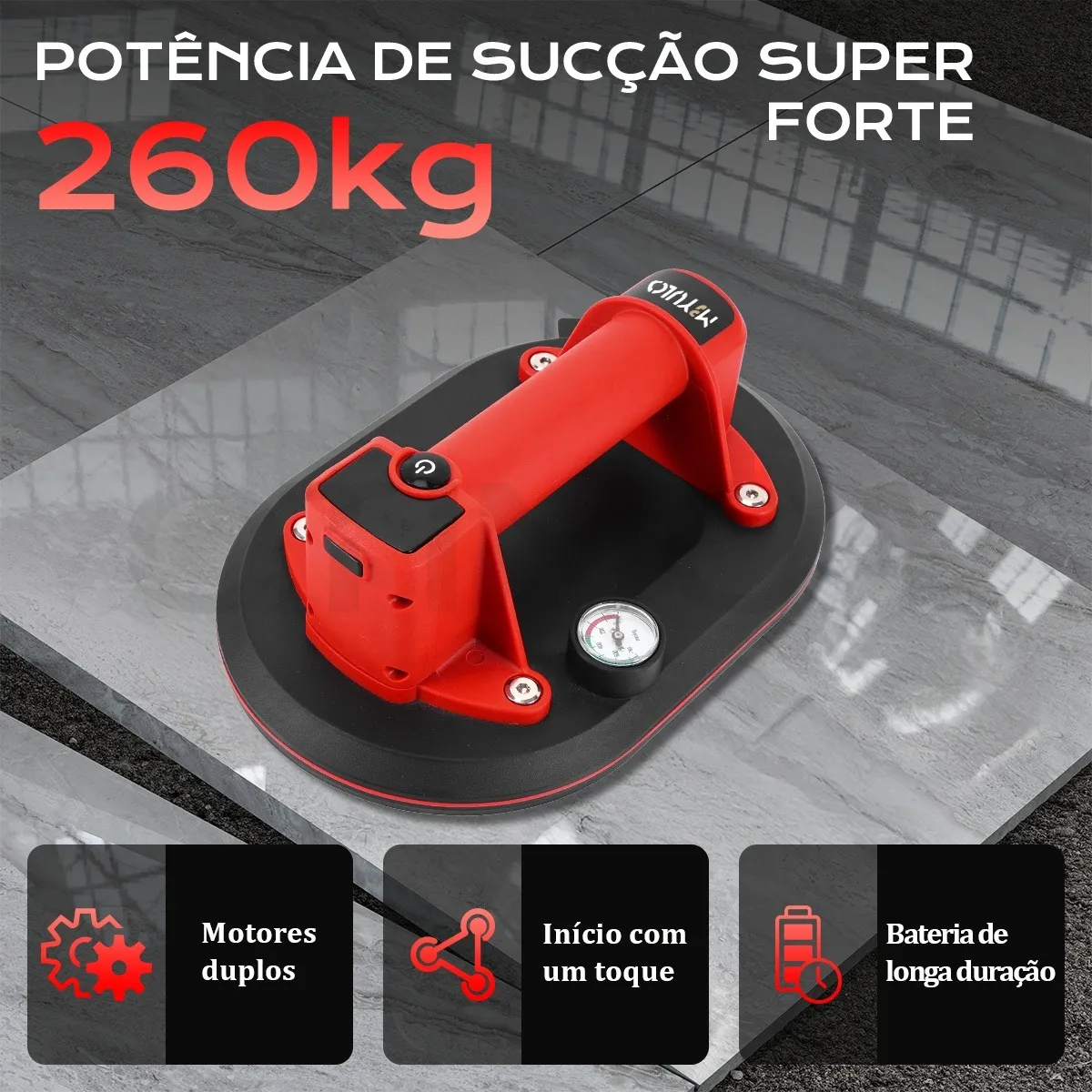 OTIMOA Ventosa Elétrica para Pisos e Porcelanatos 260 kg com Motor Duplo — foto 4