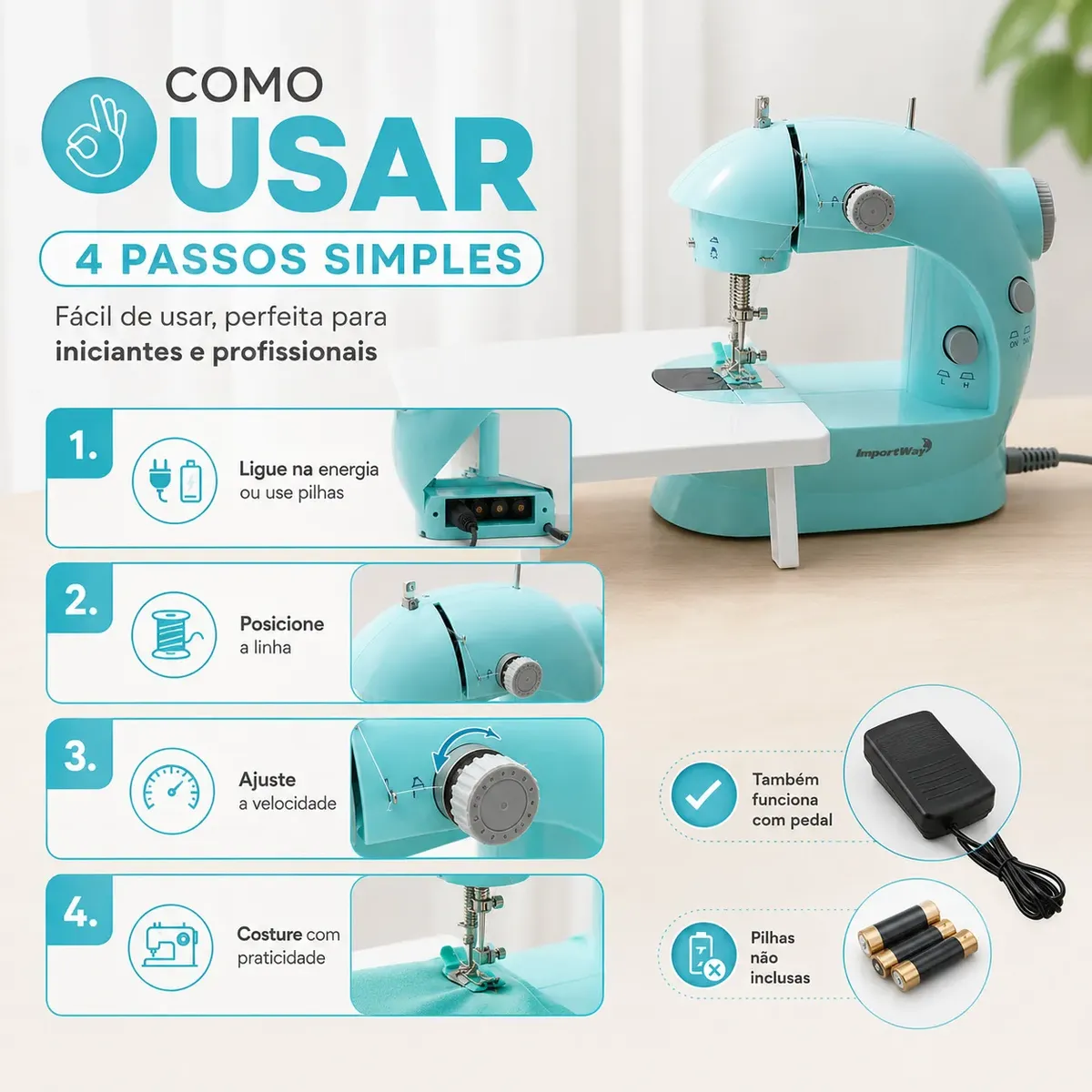 ELO Mini Máquina de Costura Portátil com Mesa e Kit de Costura — foto 3