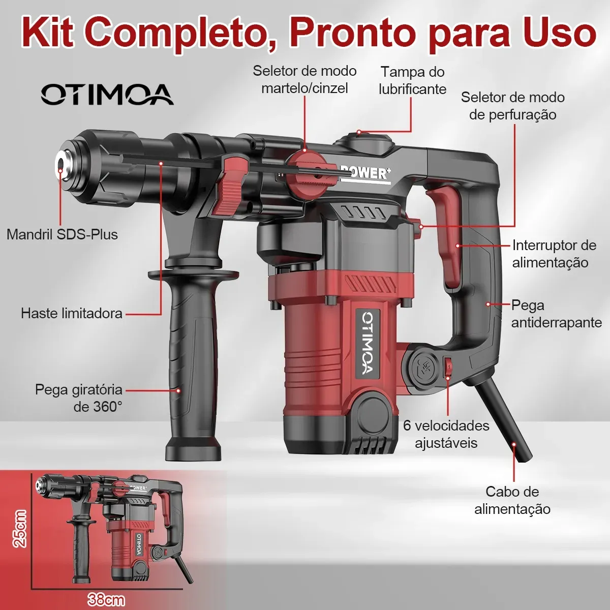 OTIMOA 3062 Martelete 3 em 1 SDS Plus 1500 W 220 V — foto 2