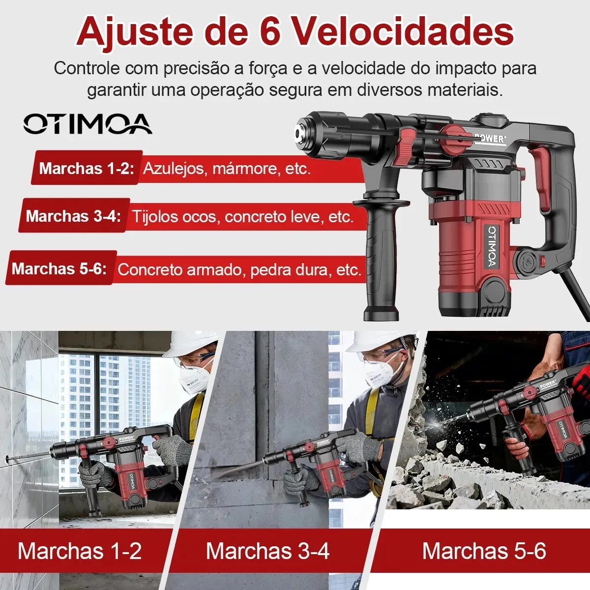 OTIMOA 3062 Martelete 3 em 1 SDS Plus 1500 W 220 V — foto 4