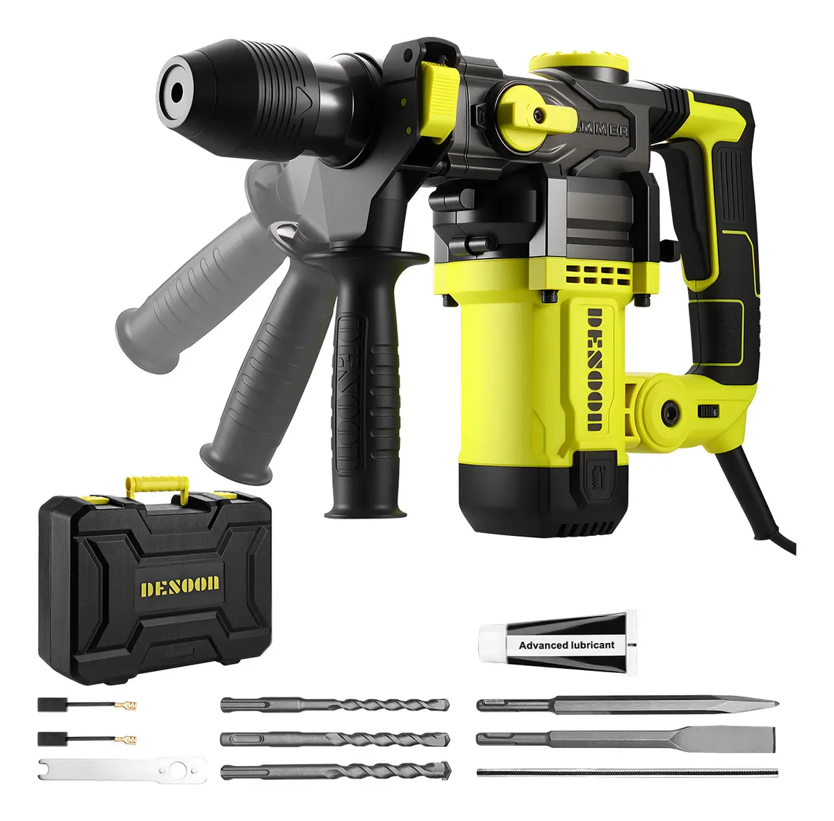 Desoon Martelete 3 em 1 SDS Plus 1500 W 4,5 J para Concreto