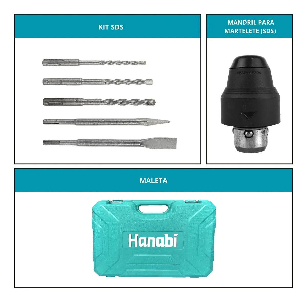 Hanabi Martelete SDS Plus 1300 W 2,8 J com Três Funções — foto 2