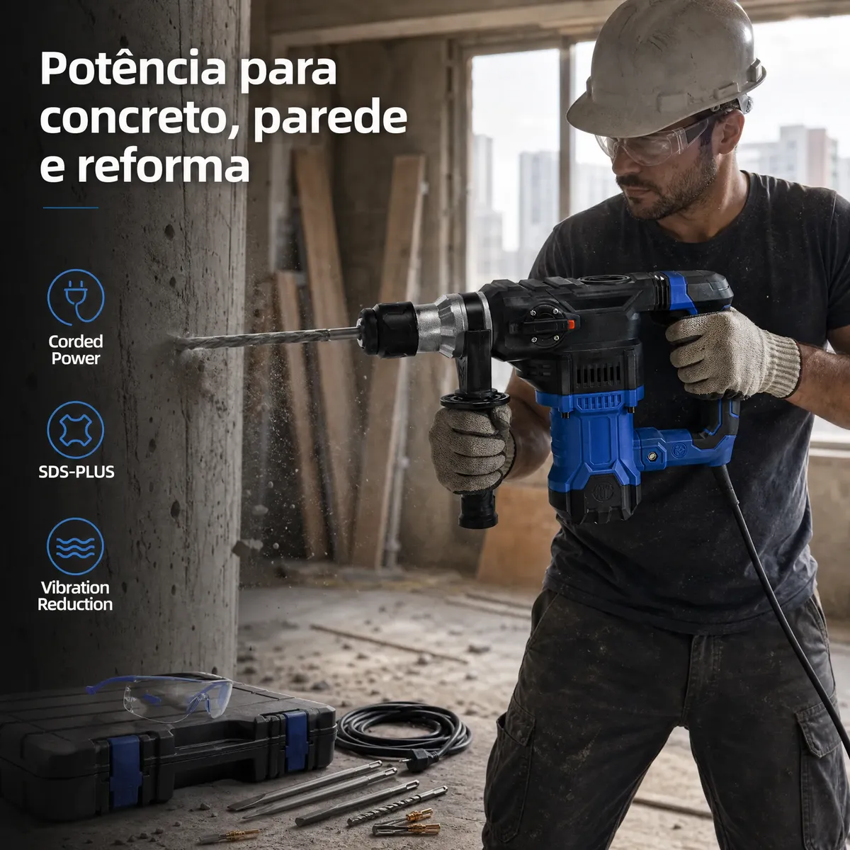 Martelete Rompedor SDS Plus 2000 W com Três Funções — foto 3