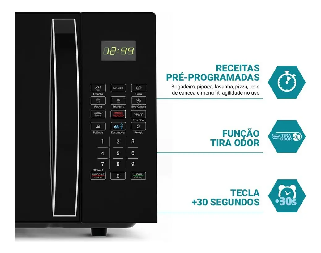 Micro-ondas Philco 28 L 1100 W Preto com Tira Odor e Limpa Fácil — foto 3
