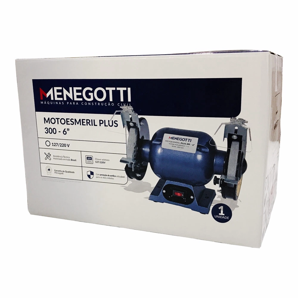 Moto Esmeril 6 300w Bivolt 1/2CV 300 Plus Menegotti — foto 2