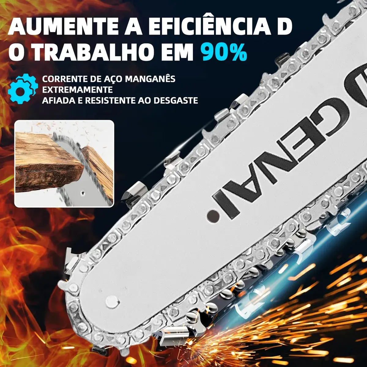 Motosserra Portátil sem Fio 21 V com 2 Baterias — foto 4