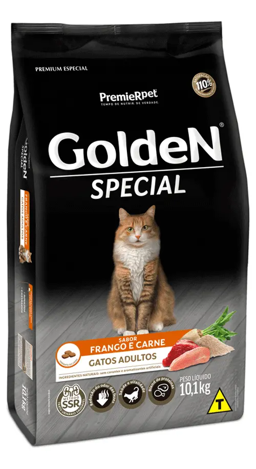 Golden Special Ração Seca para Gatos Adultos Frango e Carne 10,1 kg