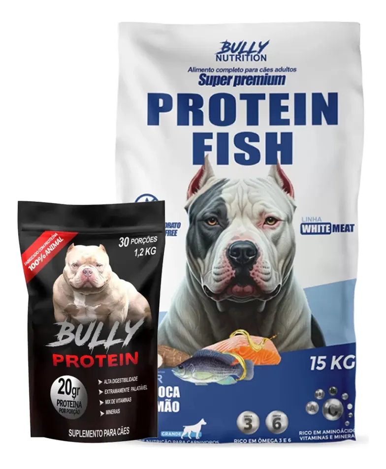 Ração Protein Fish 15kg + Suplemento Bully Protein 1,2kg — foto 1
