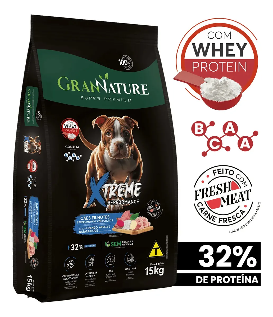 GranNature Xtreme Whey Protein Ração para Cães Filhotes 15 kg