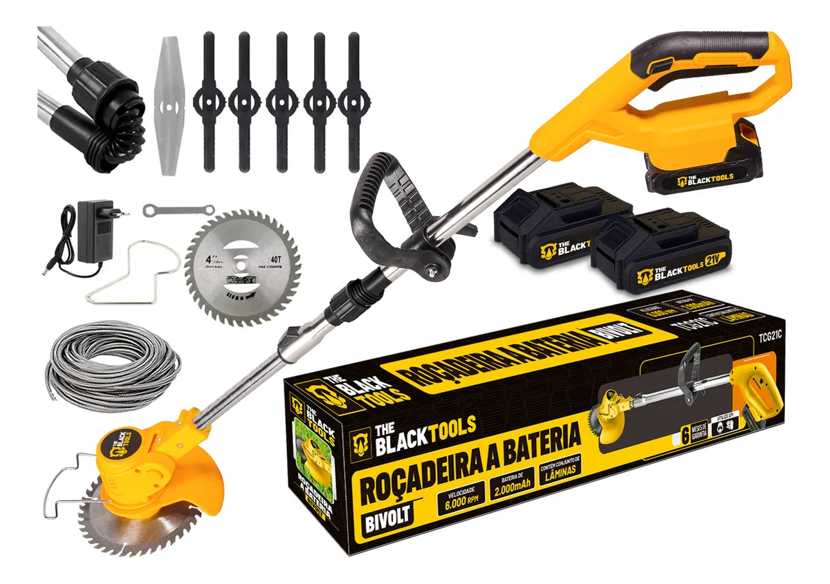 The Black Tools TCG21CX-2B Aparador de Grama 21 V 750 W com 2 Baterias
