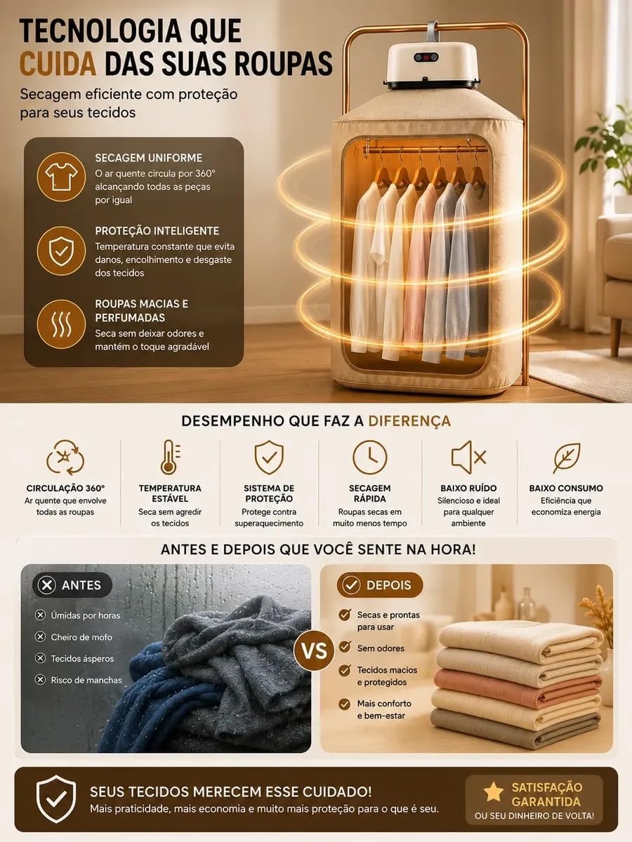 Secador de Roupas Elétrico Portátil 110V, Compacto e Leve — foto 1